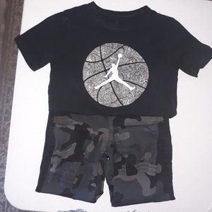 Boys Out Fit, Jordan Tee, Black Camo Jogger Pant